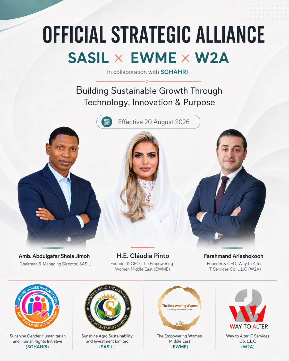Official strategic alliance between SASIL, EWME and W2A in collaboration with SGHAHRI.